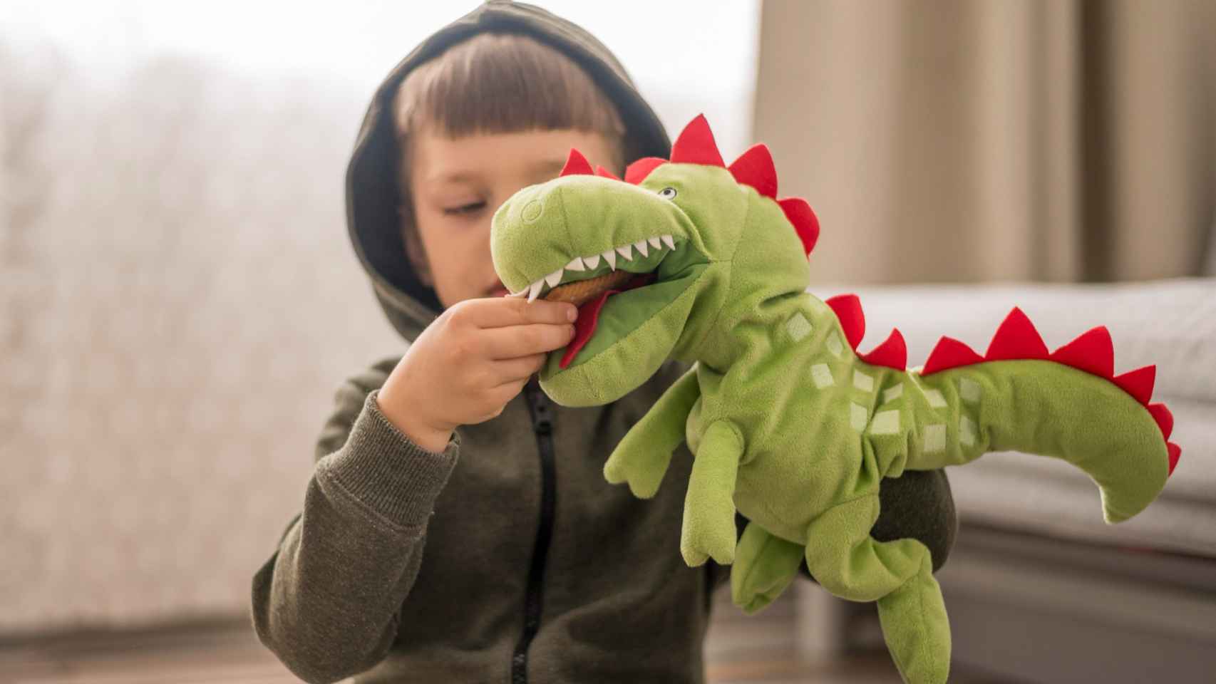Niño jugando con un dragón