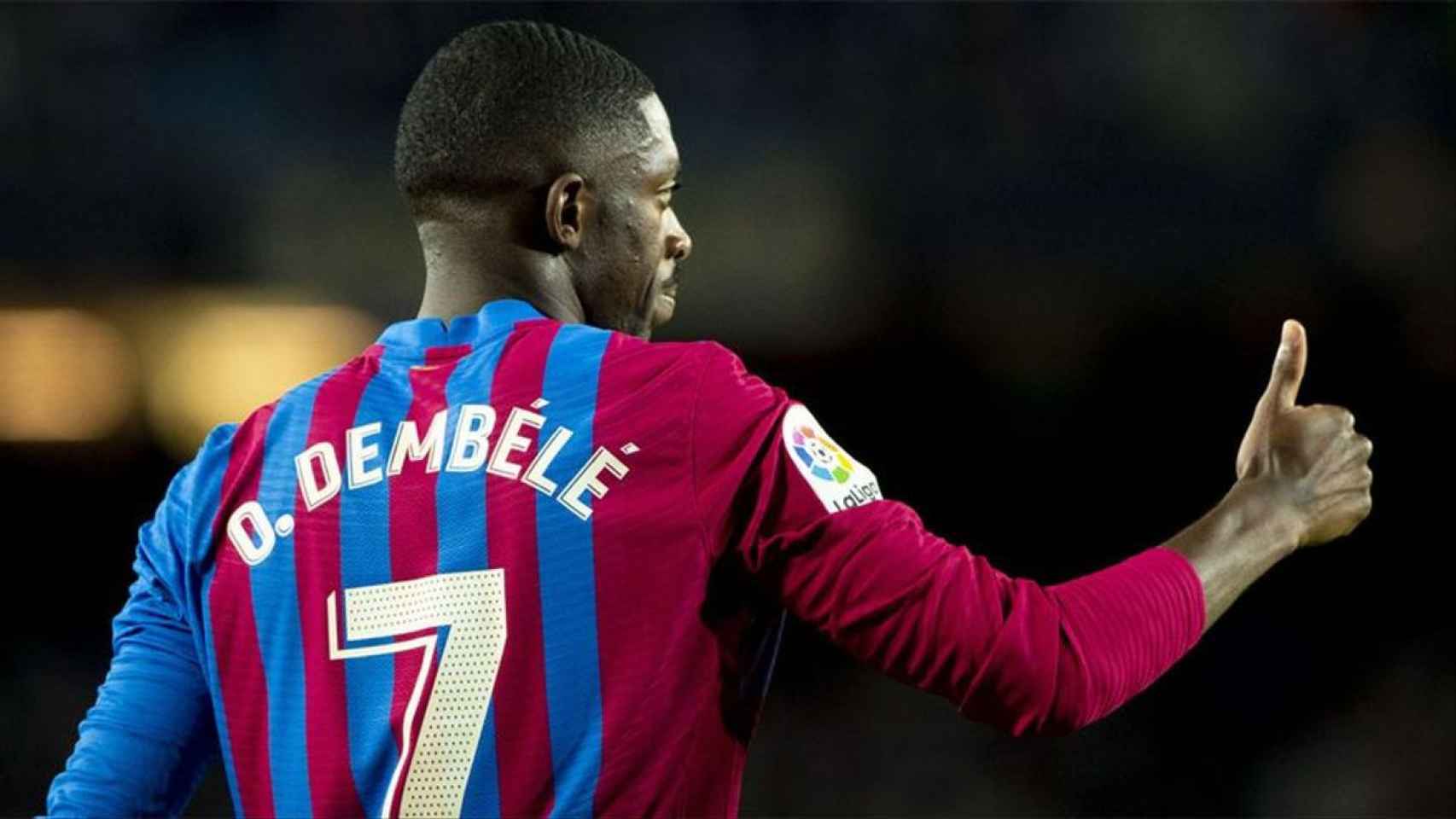 Ousmane Dembelé, con el dorsal 7 durante un partido del FC Barcelona