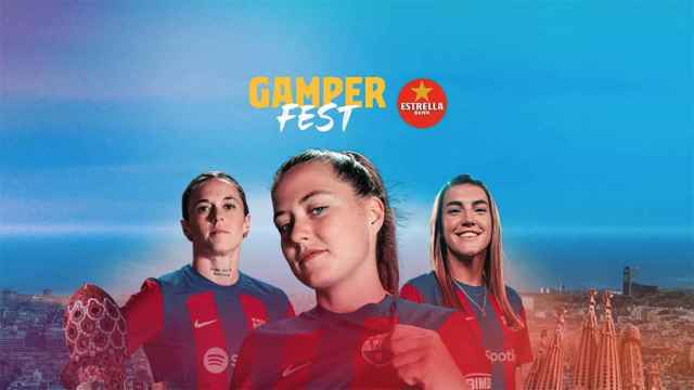 Claudia Pina, Patri Guijarro y Mapi León, en el cartel del Gamper femenino / FCB