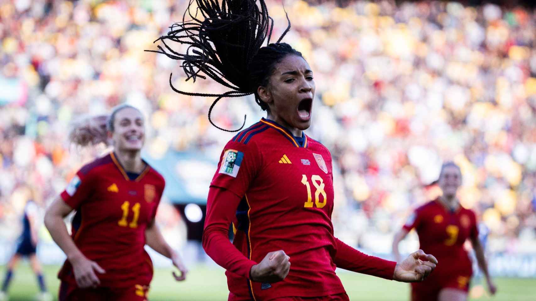 Salma Paralluelo, celebrando el gol marcado contra Holanda / EFE