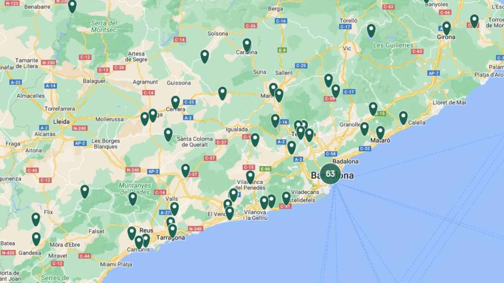 Cataluña en el mapa de Atlas Obscura