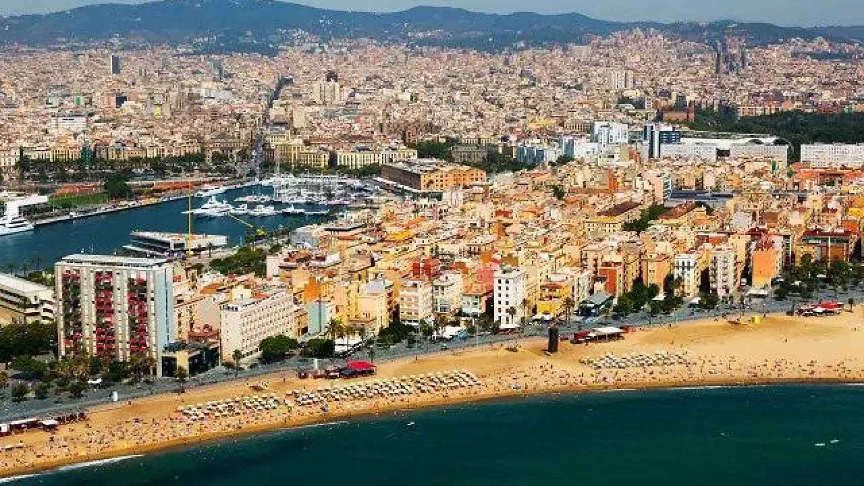 Vista aérea del barrio de Barceloneta de Barcelona