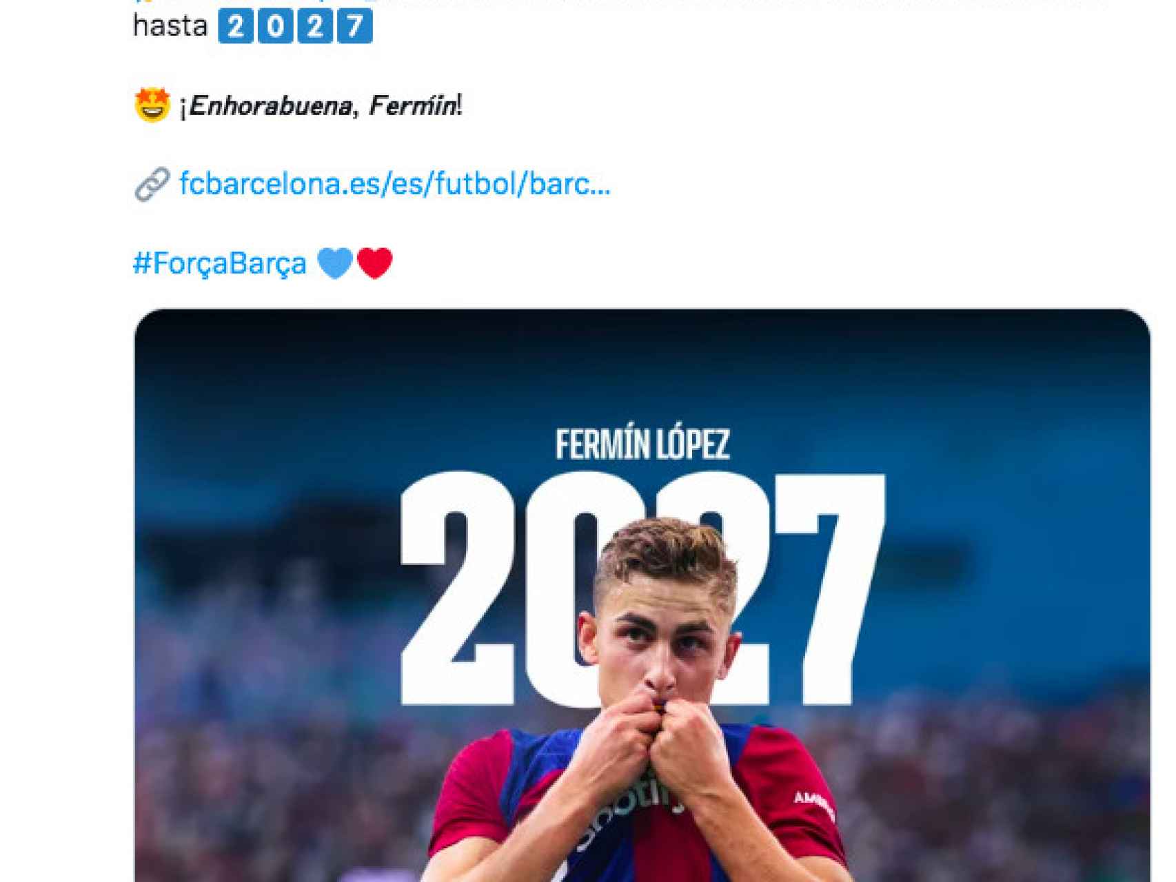 El Barça anuncia la renovación de Fermín