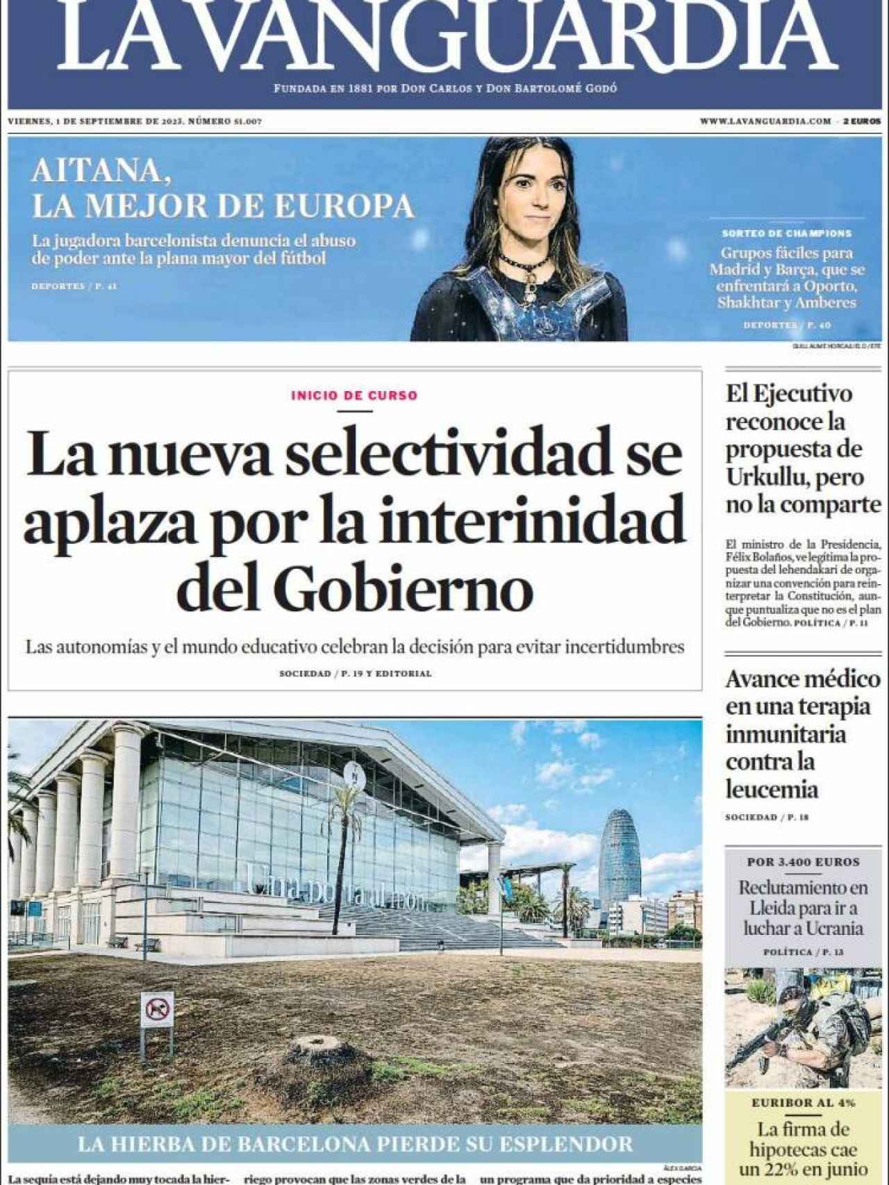 La Vanguardia 1 de septiembre