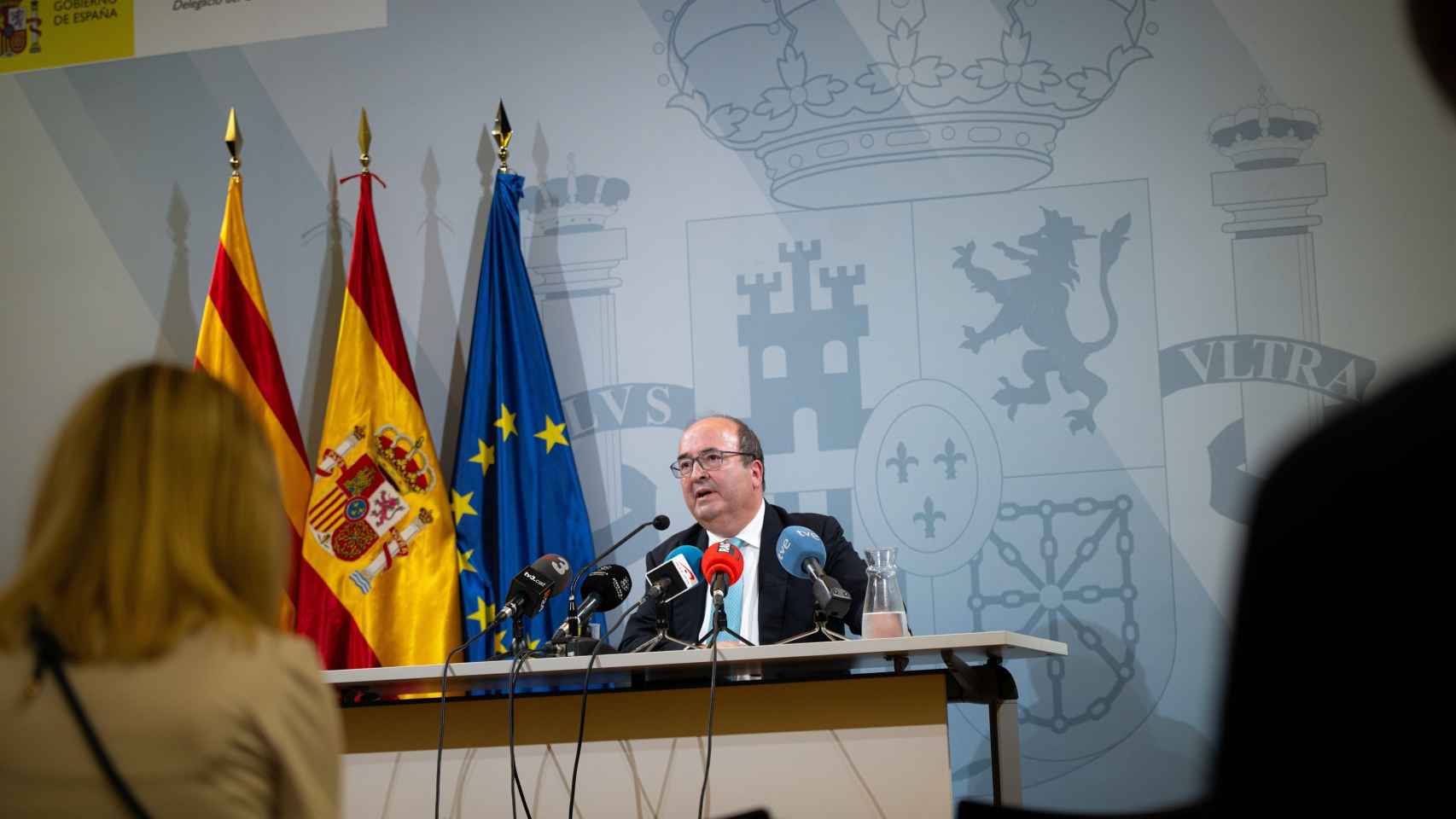 El ministro de Cultura y Deporte, Miquel Iceta, durante la última comparecencia por el 'caso Rubiales'