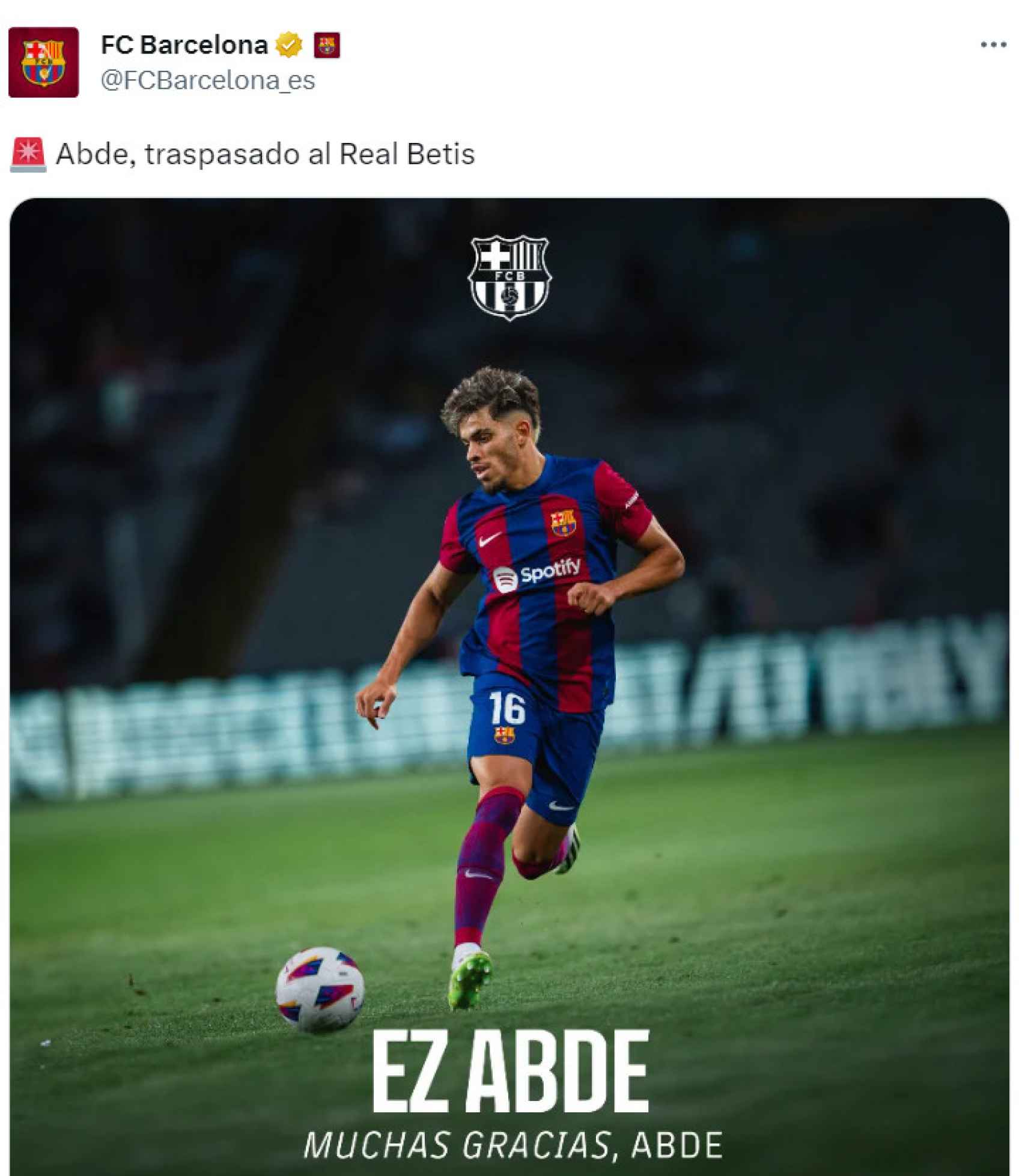 El Barça comunica el traspaso de Ez Abde al Real Betis Balompié