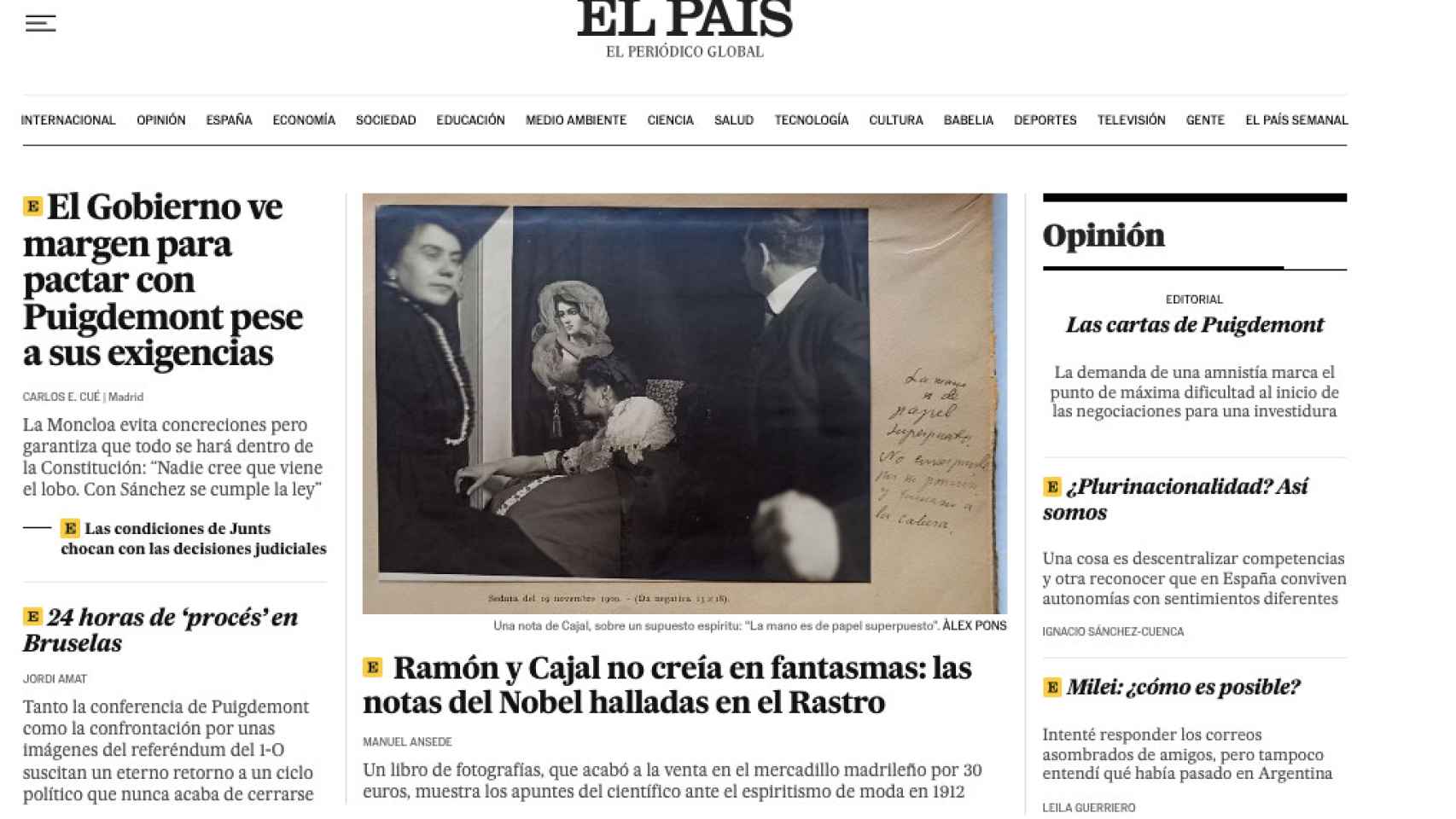 Portada de 'El País' de 6 de septiembre de 2023