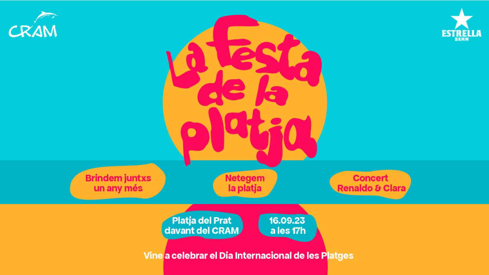 Cartel de la 'Festa de la Platja' organizada por Estrella Damm y la Fundación CRAM