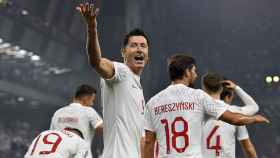 La alegría de Lewandowski al marcar un tanto con la selección polaca