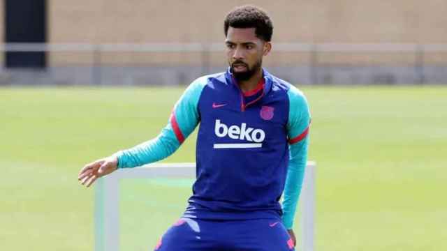 Matheus Fernandes, en un entrenamiento con el Barça antes de ser despedido