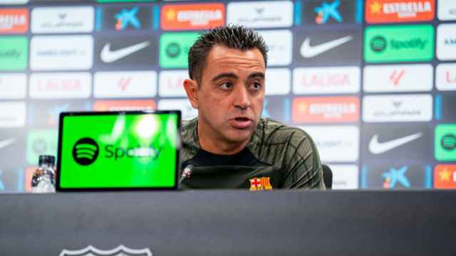 Xavi Hernández, en la rueda de prensa previa al Barça-Betis en Montjuïc