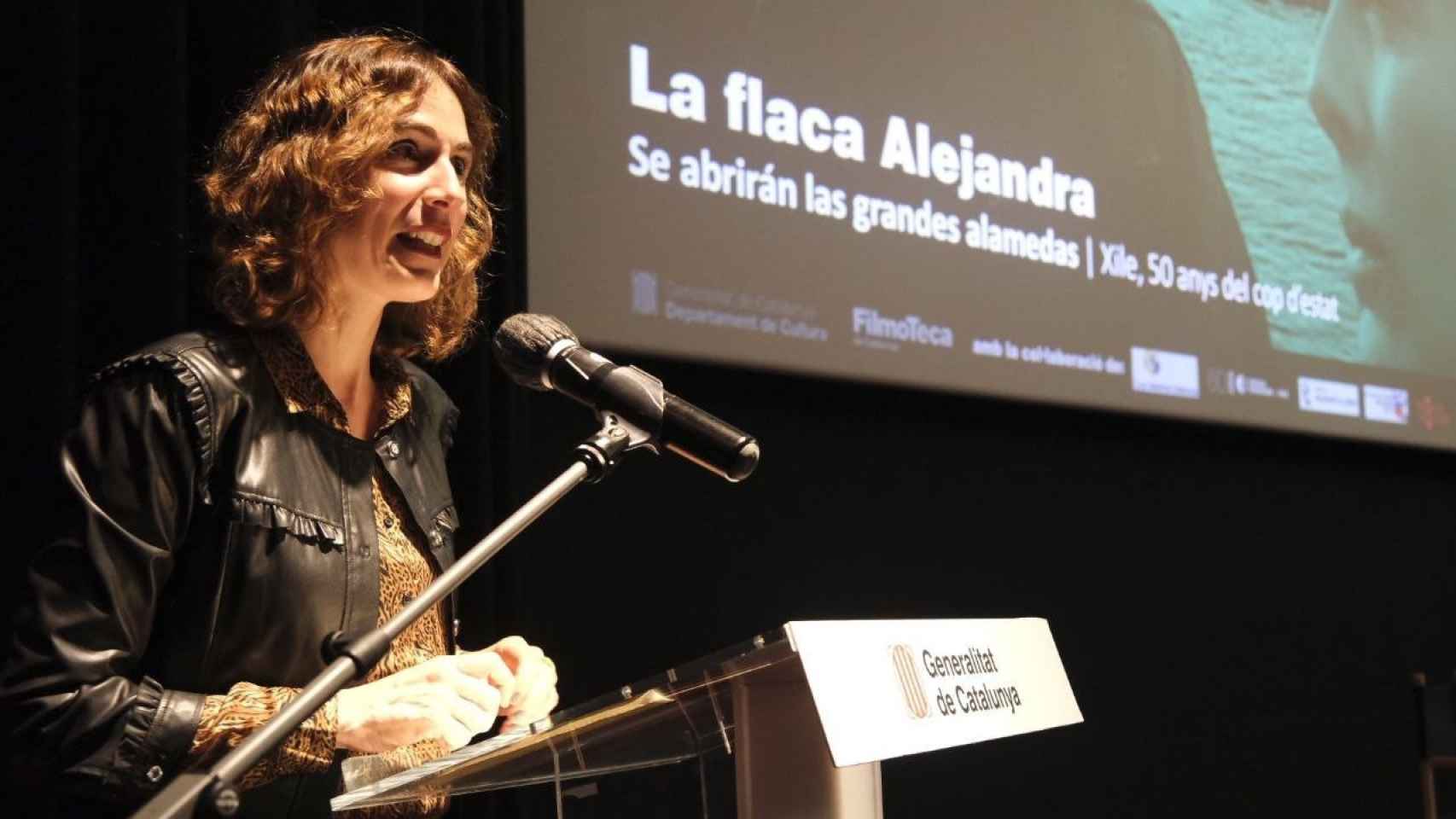 La 'consellera' de Justicia Gemma Ubasart en el acto en la Filmoteca.