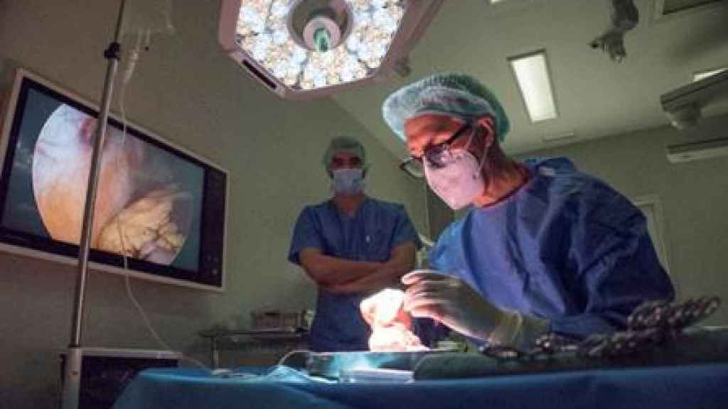 Sanitarios del Hospital de Bellvitge aplican la terapia a una paciente trasplantada