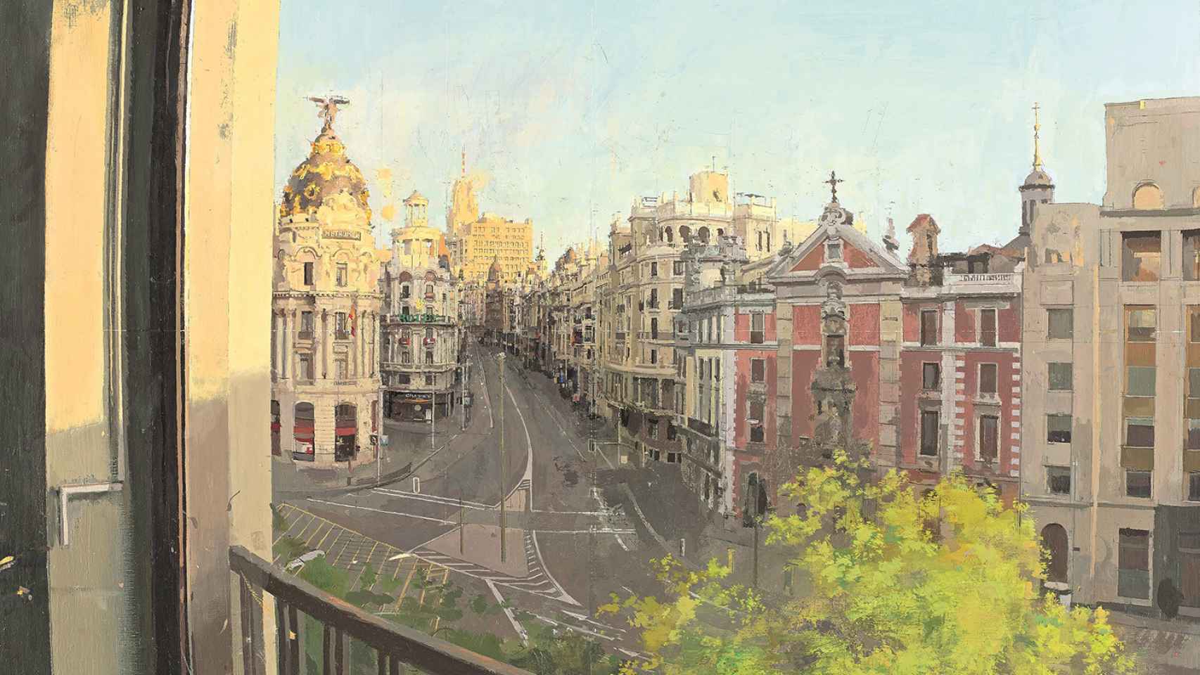 La avenida madrileña, uno de los motivos recurrentes de la obra de Antonio López. Gran Via, 2009-2015