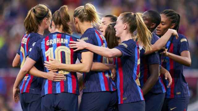 El Barça Femenino, celebrando una victoria la pasada temporada