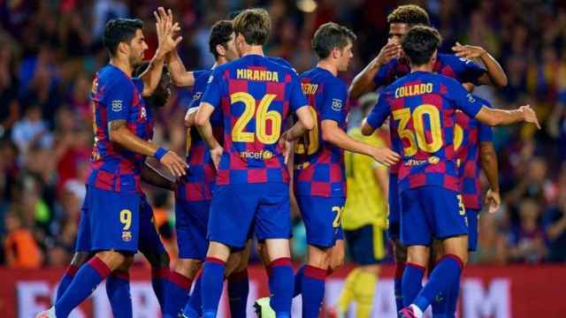 El Barça celebra un triunfo de pretemporada en 2019