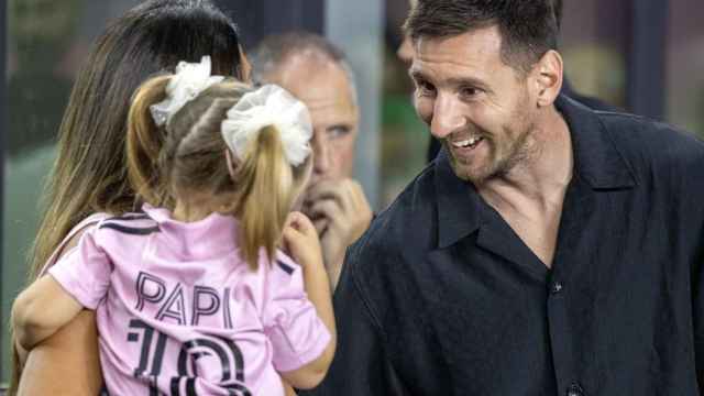 Leo Messi, junto a su familia antes de un partido con el Inter Miami