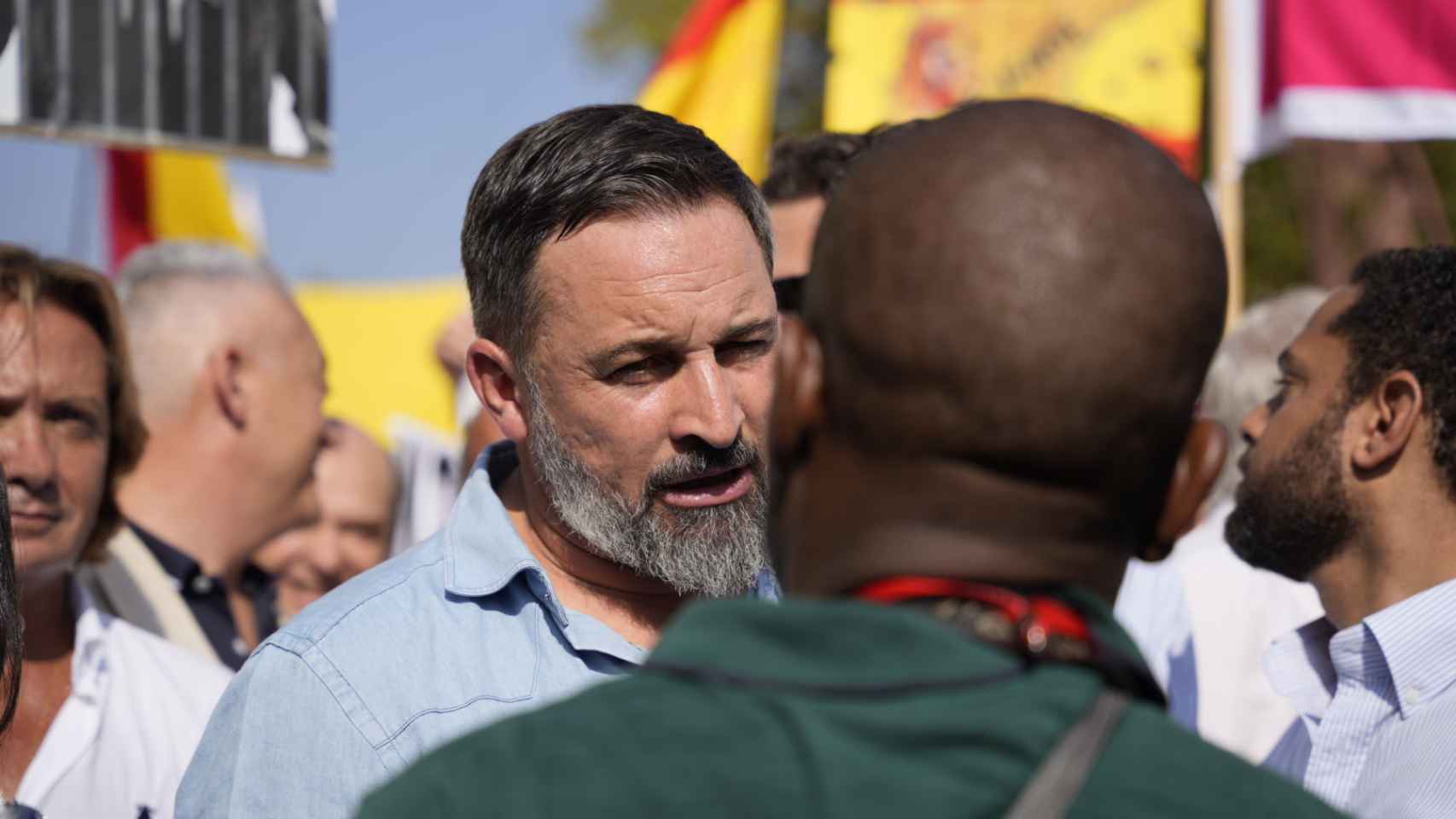 Santiago Abascal, líder de Vox, en la manifestación contra la amnistía de Barcelona