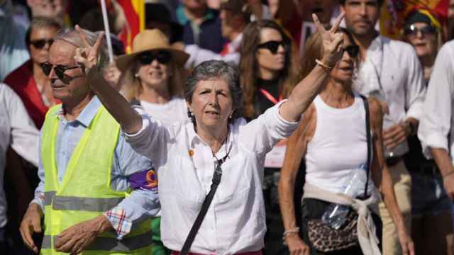 Elda Mata, presidenta de Societat Civil, en la manifestación contra la amnistía