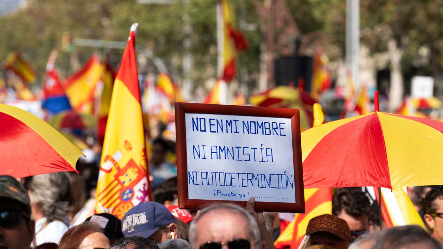 Manifestación contra la amnistía del pasado 8 de octubre en Barcelona, convocada por Sociedad Civil Catalana (SCC)