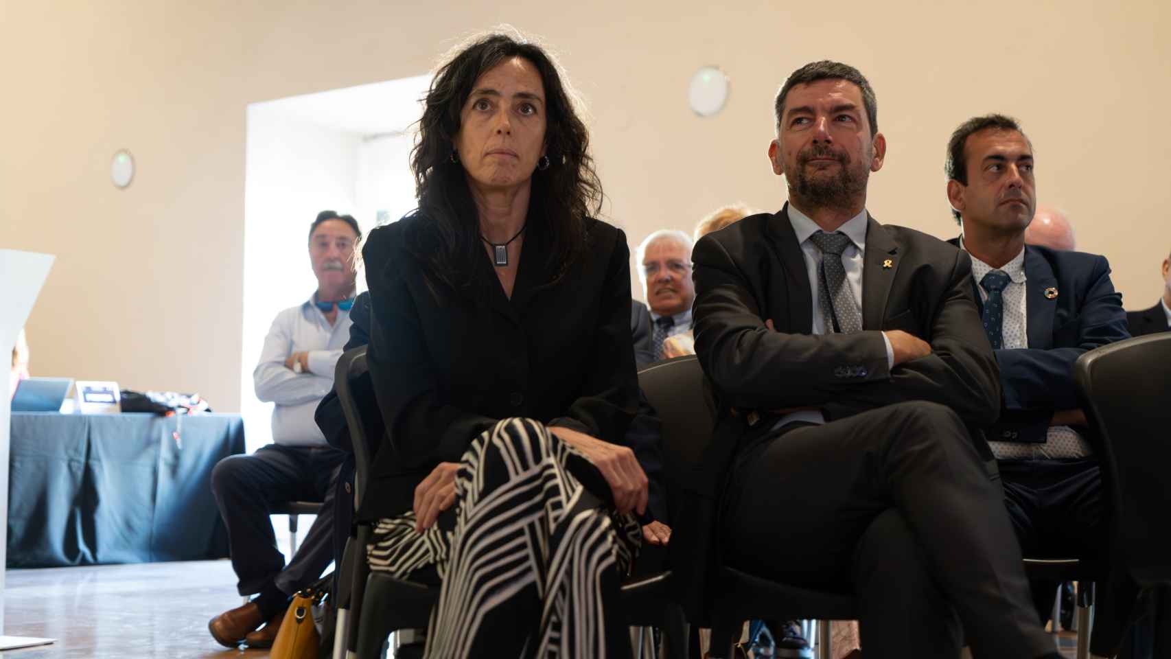 Mònica Roca y Joan Canadell en el pleno de constitución de la Cámara de Comercio de Barcelona