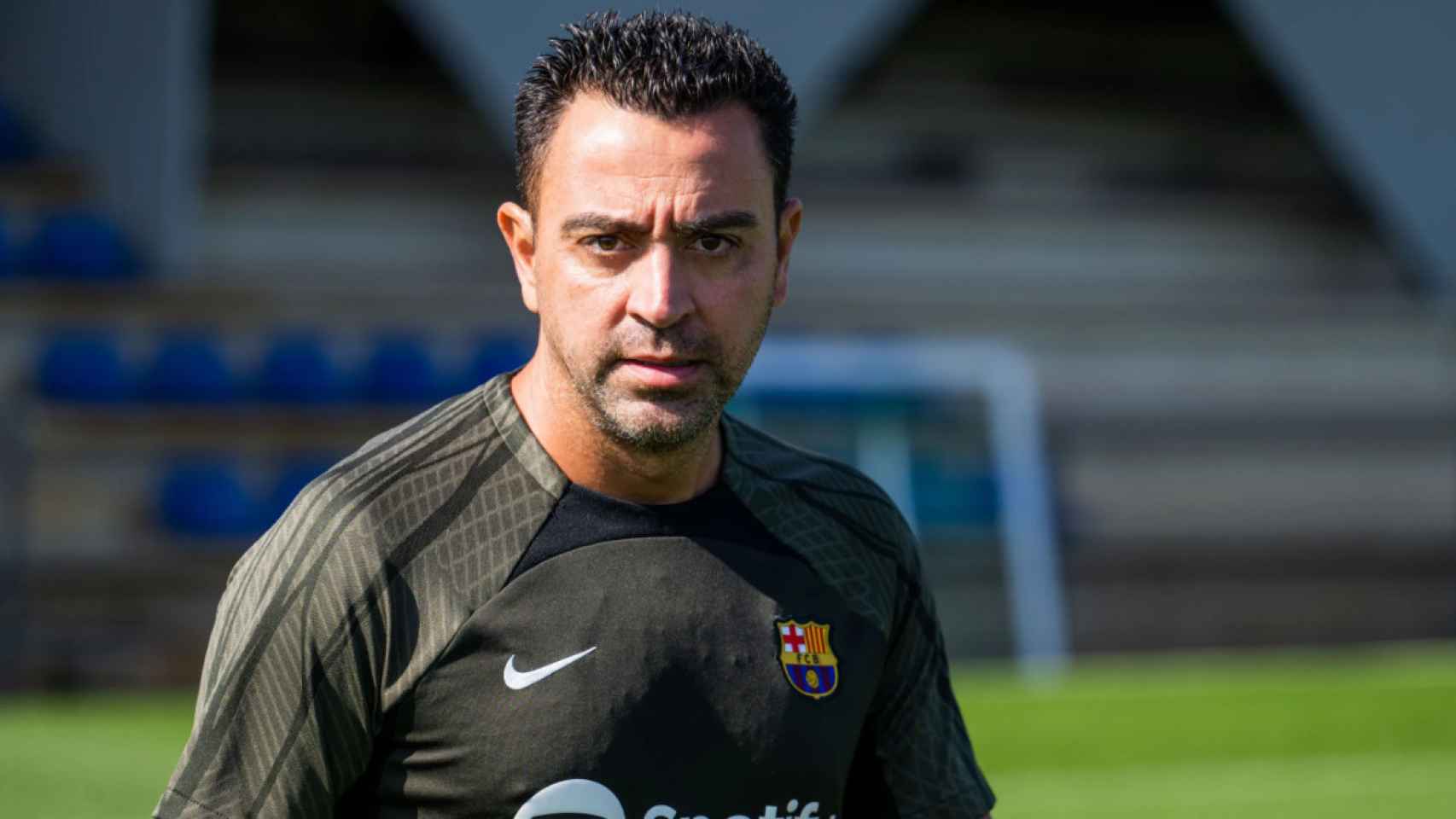 Xavi Hernández, en un entrenamiento del Barça
