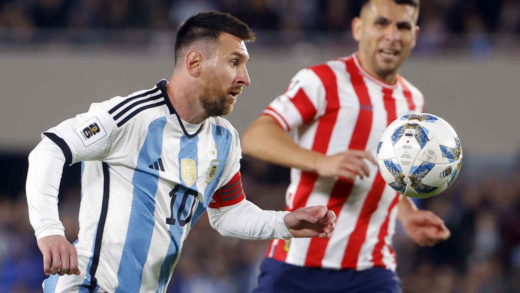Leo Messi, en el Argentina-Paraguay de clasificación al Mundial de 2026