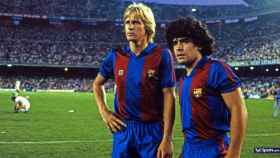 Schuster y Maradona, dos jugadores del Barça lesionado por Goikoetxea, del Athletic