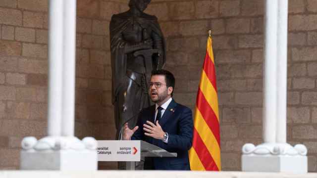 El presidente de la Generalitat, Pere Aragonès, durante una rueda de prensa tras la reunión del Govern para valorar el informe para pactar un referéndum de autodeterminación