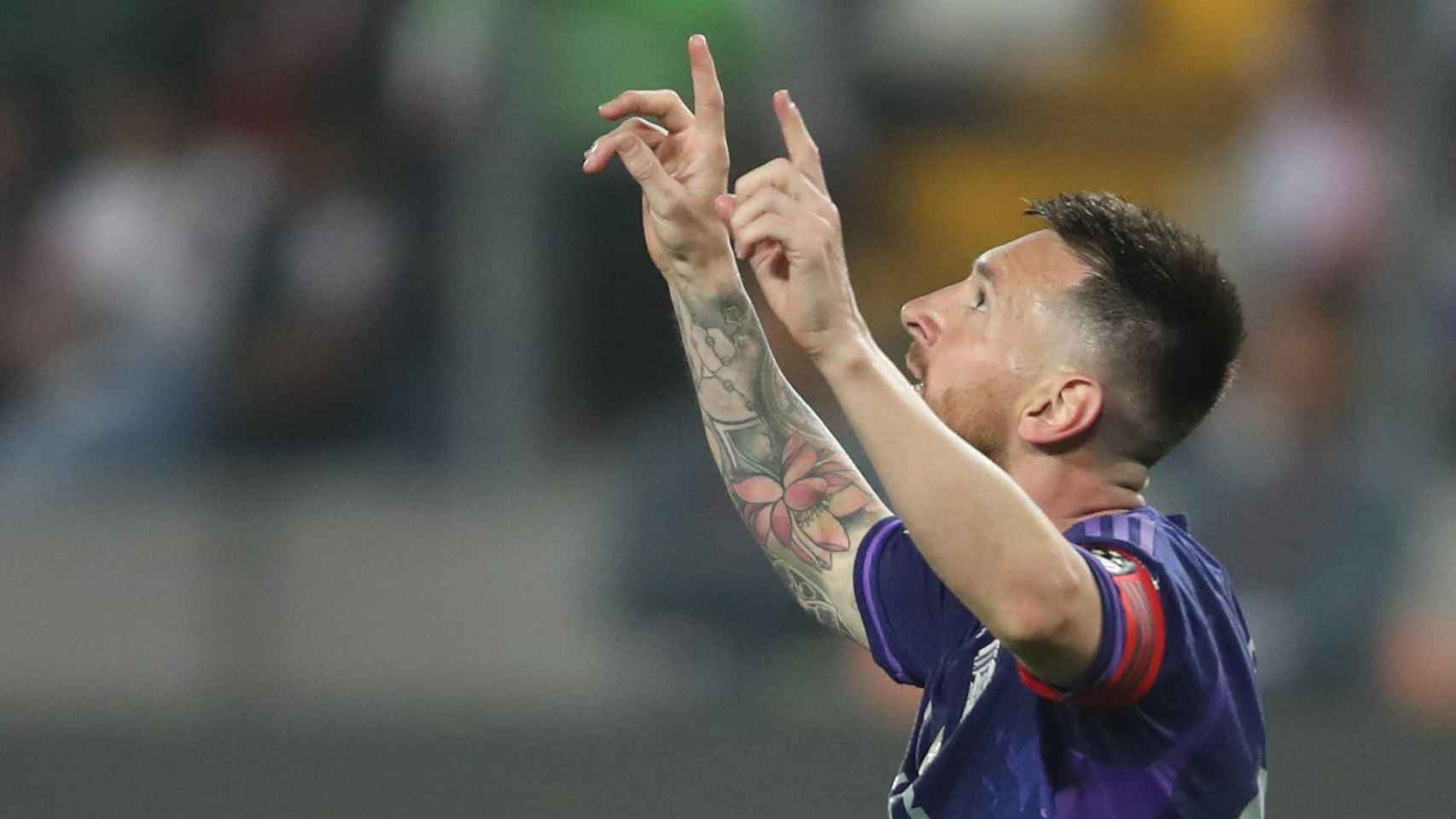 Messi celebra un gol ante Perú
