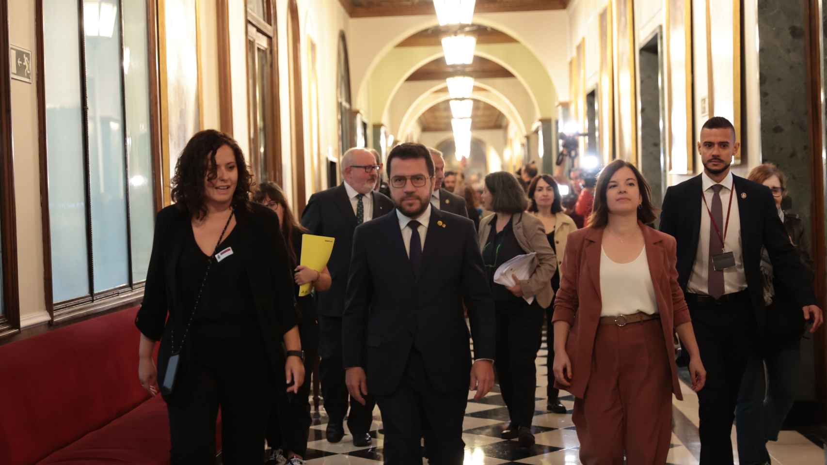 El presidente de la Generalitat, Pere Aragonès, en su llegada al Senado