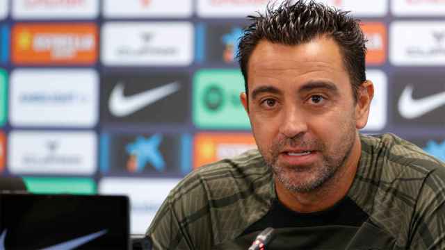 Xavi Hernández, compareciendo en rueda de prensa previa al Barça-Athletic