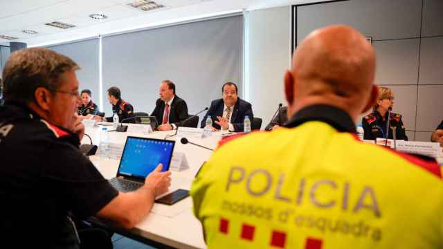 La cúpula de Mossos d'Esquadra durante la reunión del Gabinete Antiterrorista este viernes