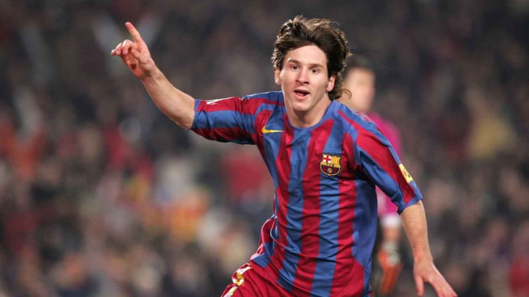 Messi celebra un gol con el Barça