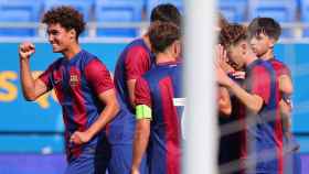 Noah Darvich, celebrando el gol marcado con el Juvenil del FC Barcelona