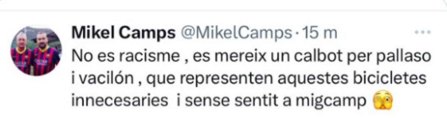 El tuit de Miquel Camps contra Vinicius