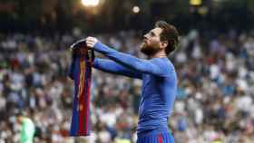 La icónica celebración de Leo Messi en el Santiago Bernabéu