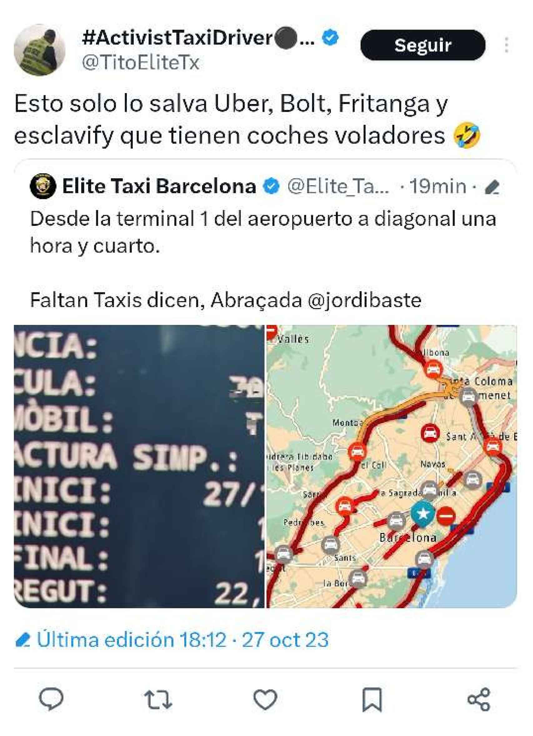 Tuit de Tito Álvarez dirigido a Jordi Basté