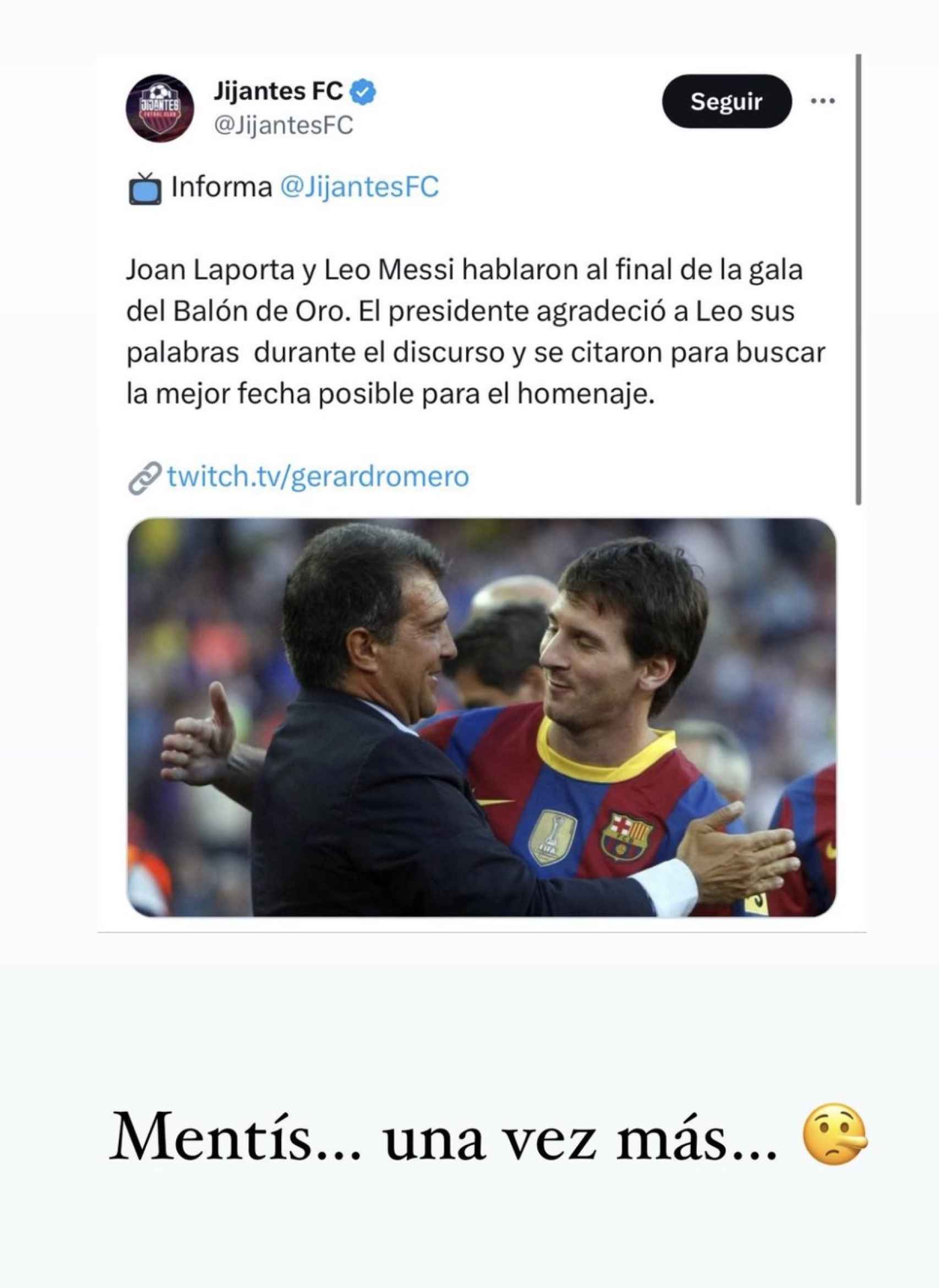 Leo Messi llama mentiroso a Gerard Romero, de 'Jijantes'