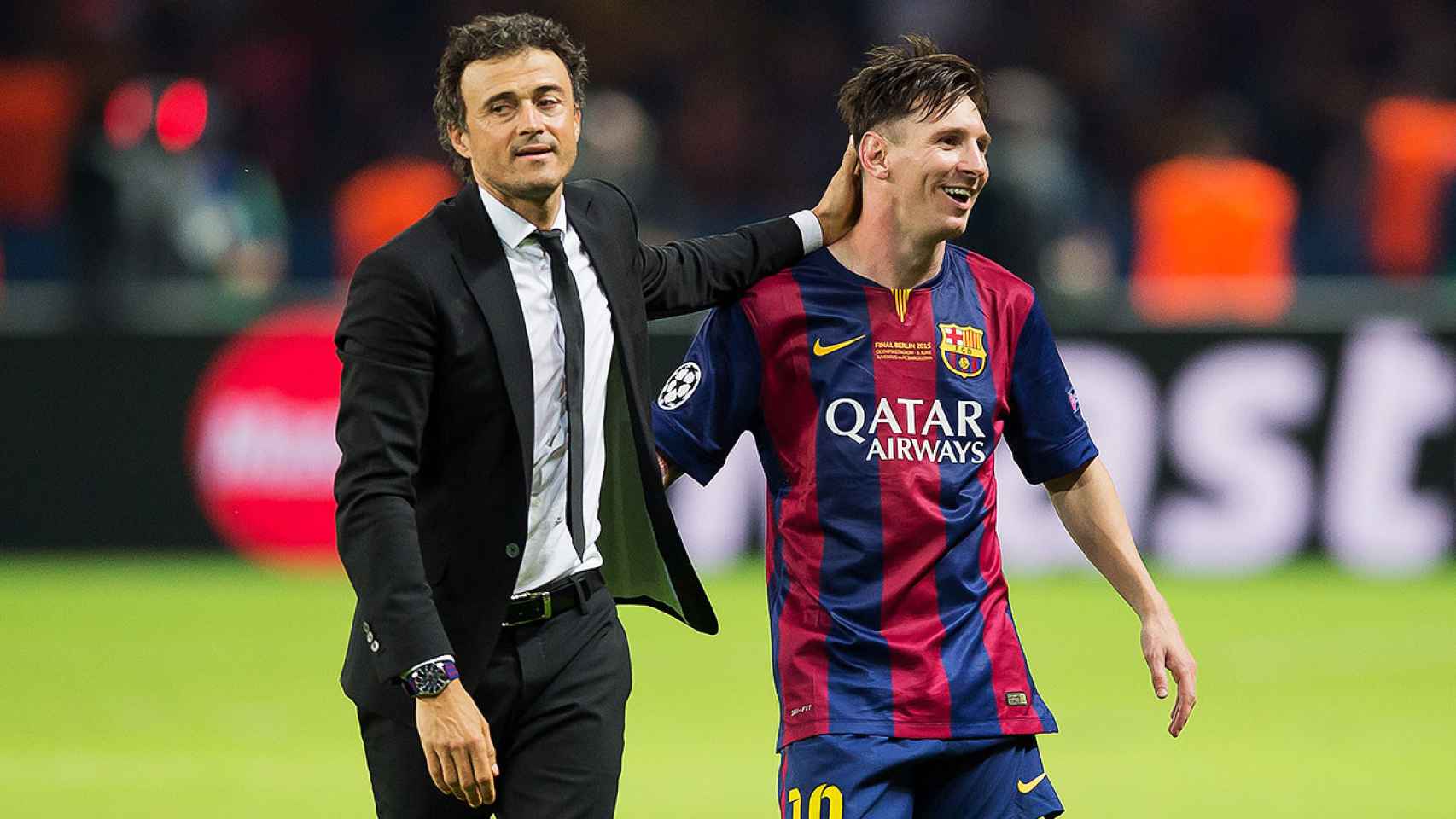 Luis Enrique y Messi, tras ganar la Champions en 2015
