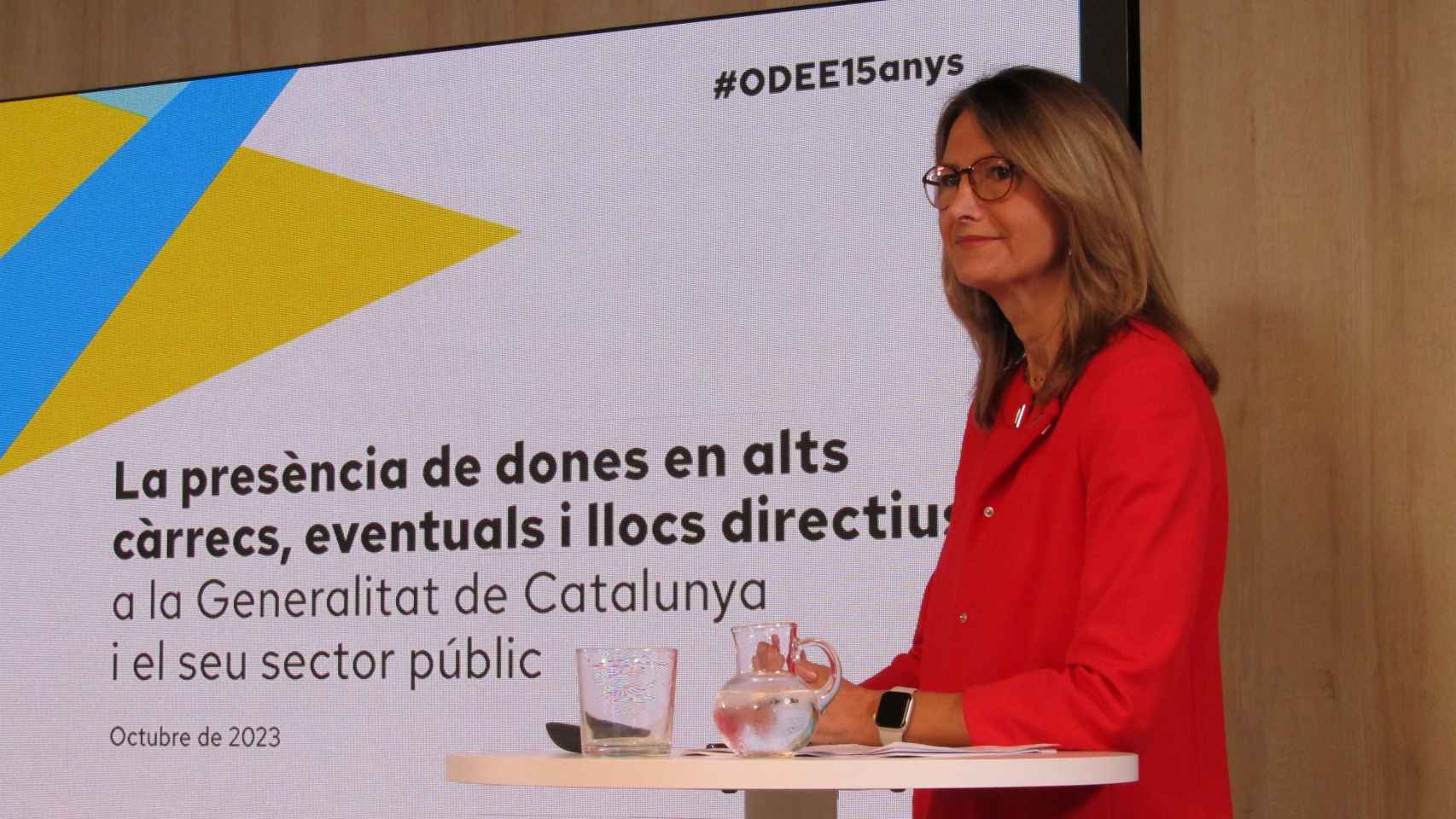 La directora de análisis económica de la Cámara de Barcelona, Carme Poveda, en rueda de prensa este jueves