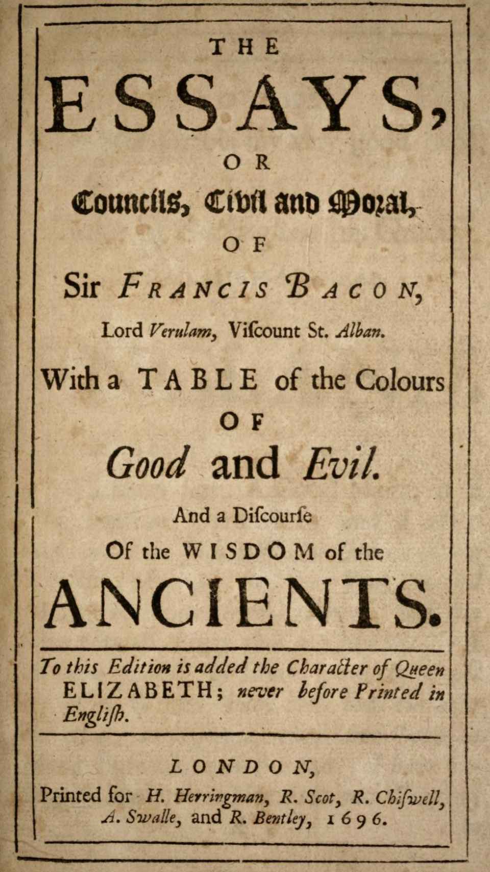 Edición de los 'Essays' de 1696