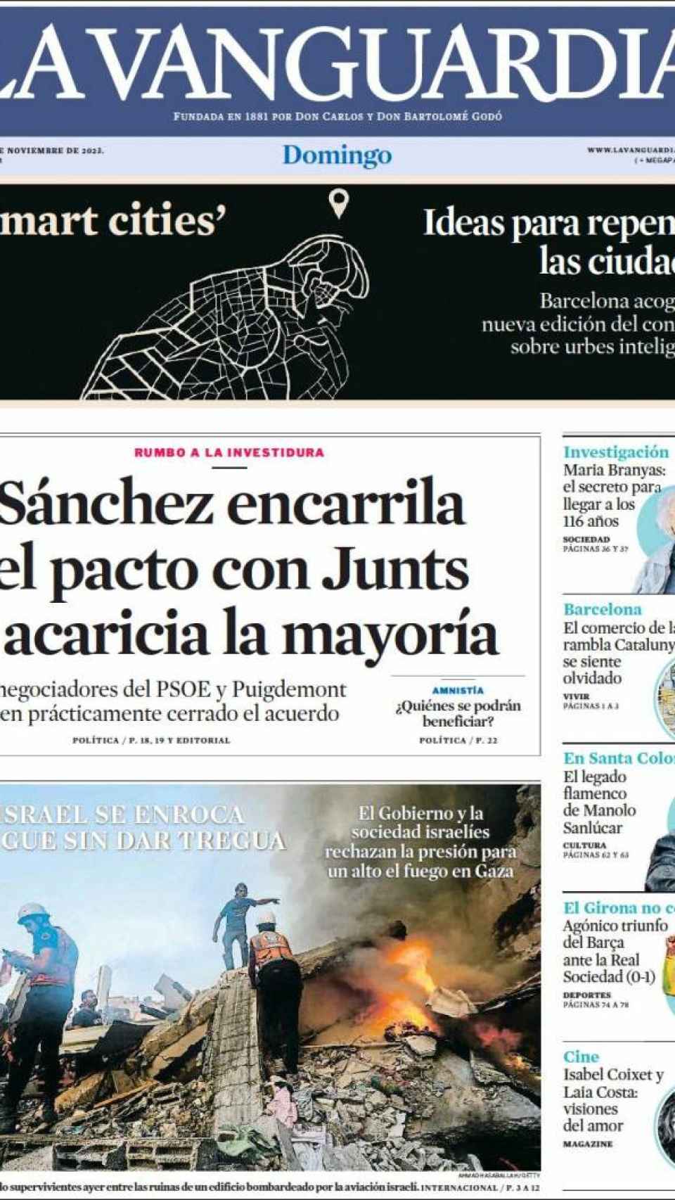 Portada de 'La Vanguardia' del 5 de noviembre de 2023