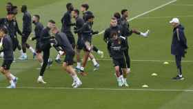 El Real Madrid, durante una sesión de entrenamiento