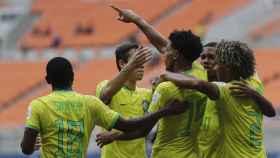 La selección brasileña celebra la paliza a Nueva Caledonia en el Mundial sub-17