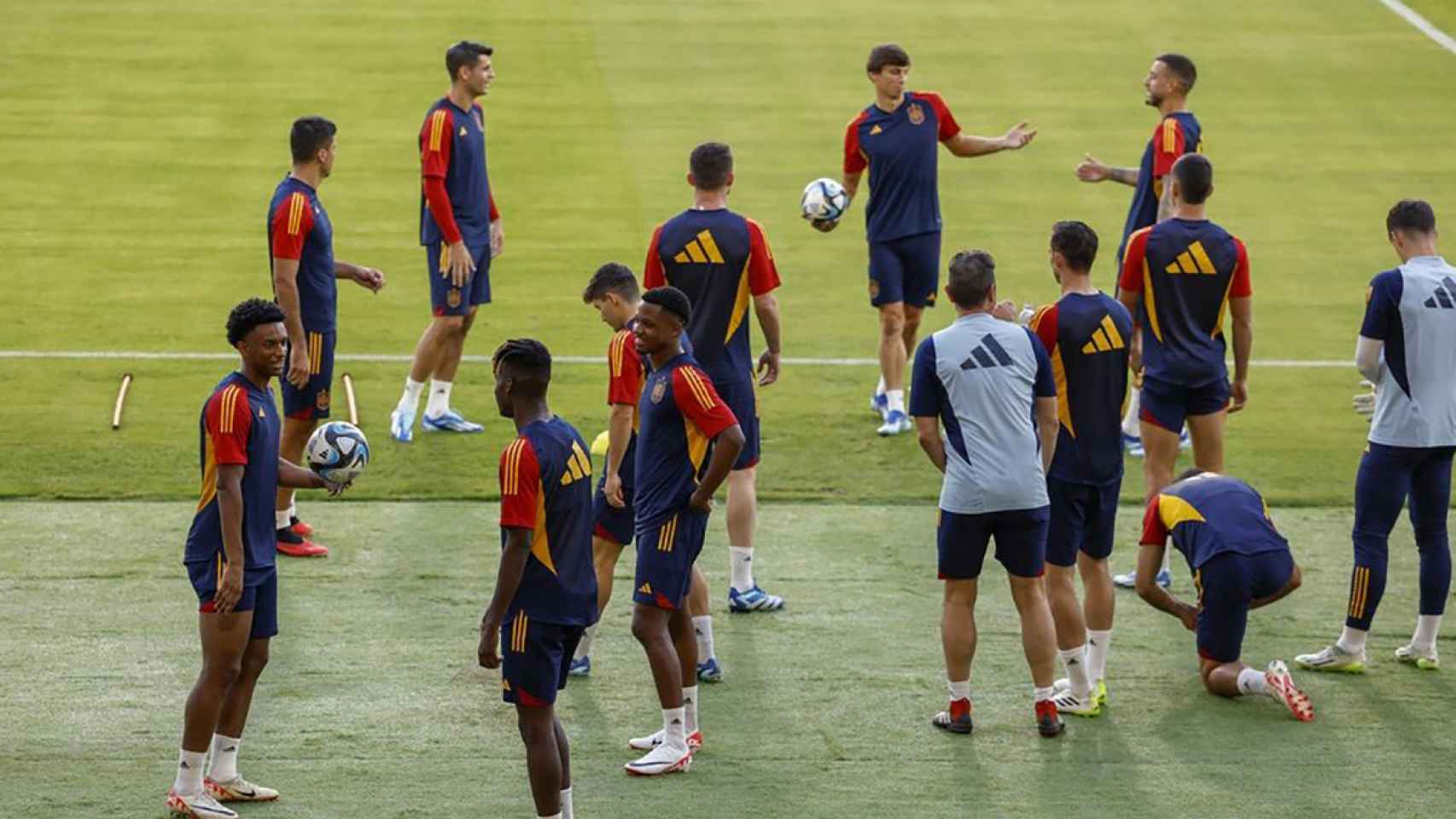La selección española, durante un entrenamiento en Las Rozas