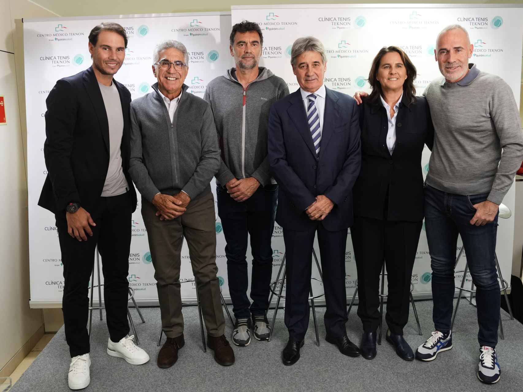 De izda a dcha. Rafa Nadal, Manolo Orantes, Sergi Bruguera, Dr. Ángel Ruiz Cotorro, Conchita Martínez y  Álex Corretja