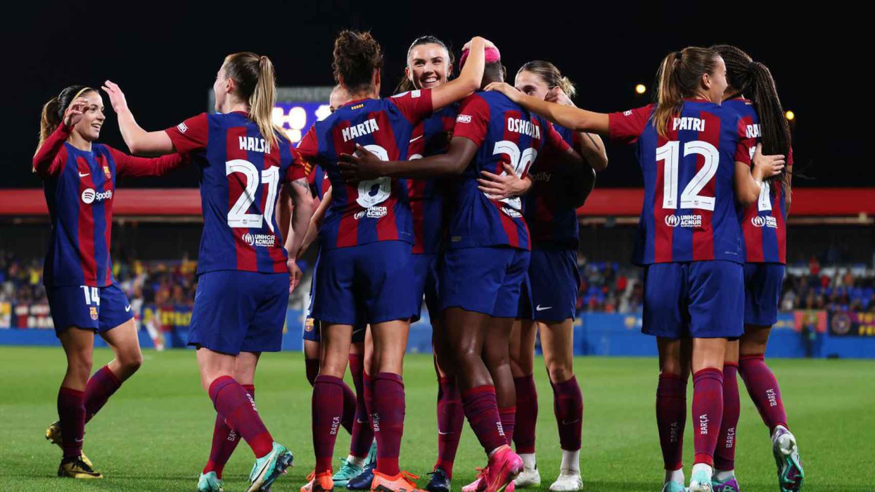 Las jugadoras del Barça Femenino, celebrando un gol
