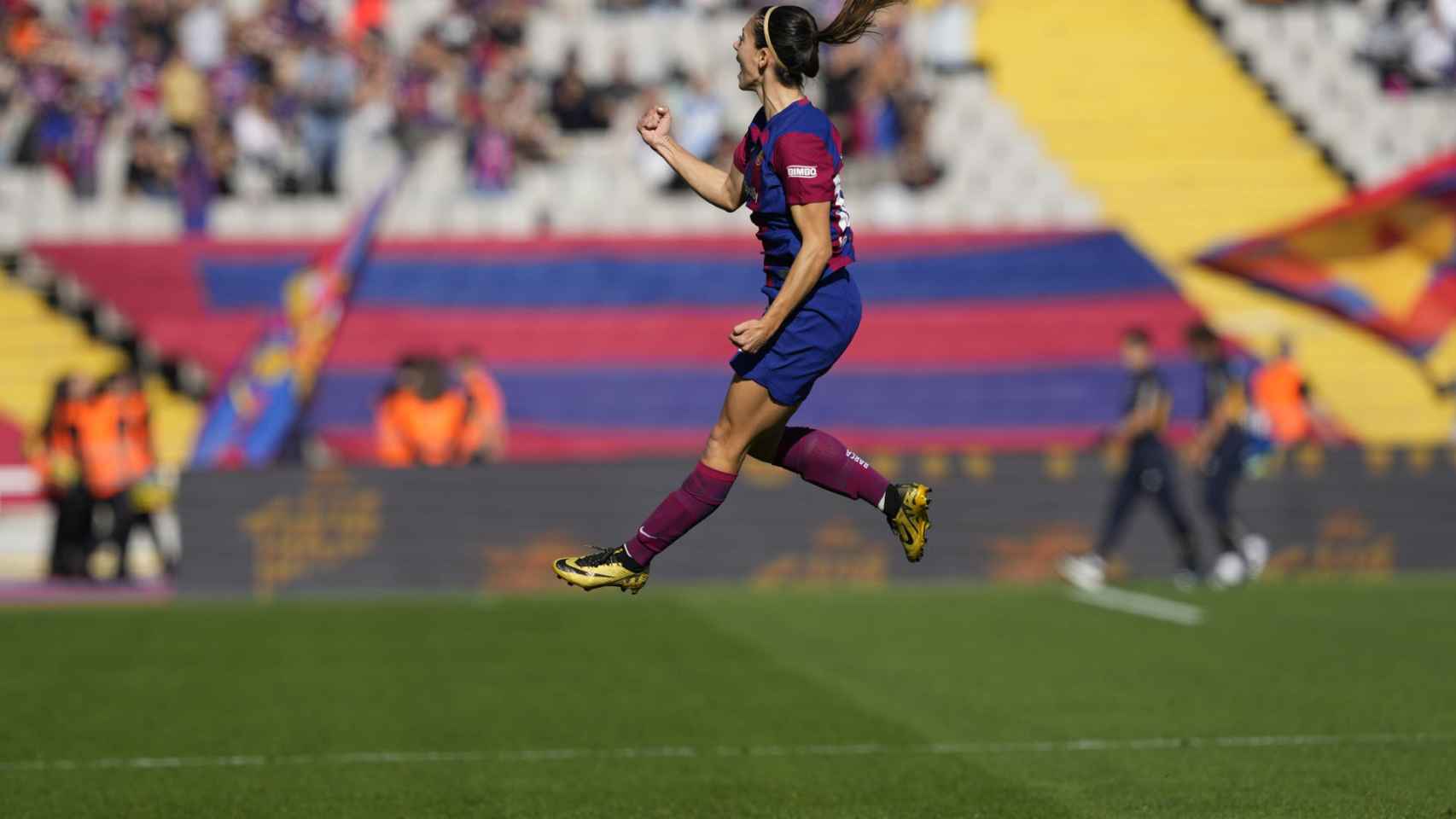 Aitana Bonmatí celebra el primer gol del Barça al Real Madrid