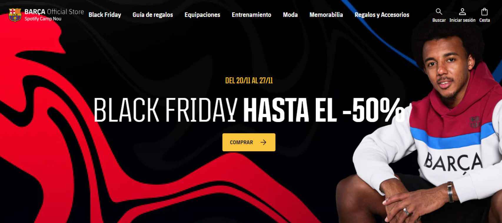 Captura de la promoción del Barça para el Black Friday